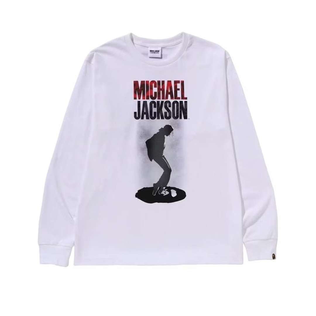 BAPE x Michael Jackson L/S Tee BAPE x Michael Jackson L/S Tee featuring a bold graphic streetwear design