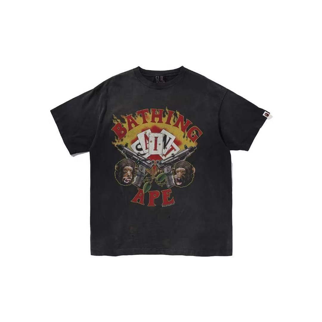 BAPE x Saint Mxxxxxx Guns Tee Charcoal BAPE x Saint Mxxxxxx Guns Tee Charcoal with bold graphic design