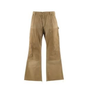 Beige Saint Michael Double Knee Duck Pants with distressed details