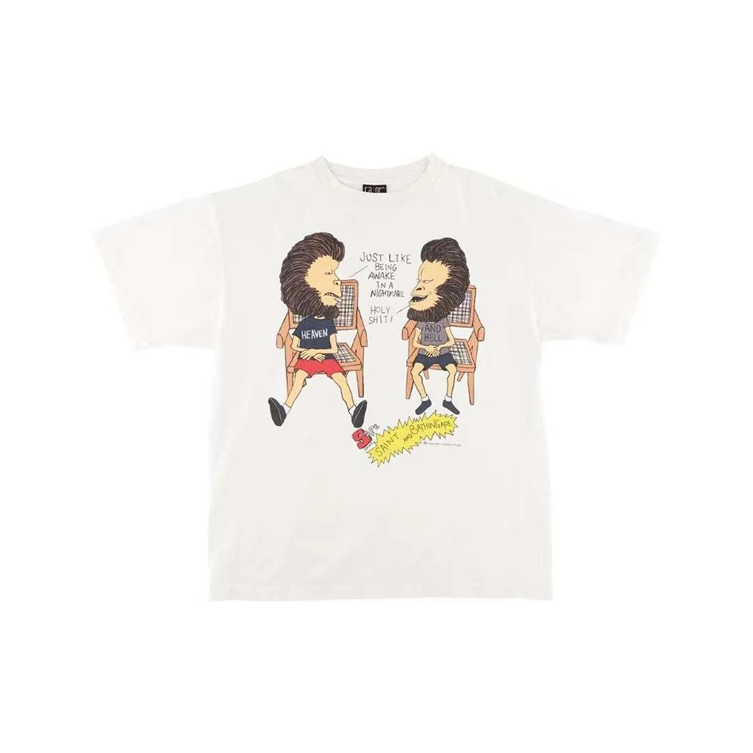 BAPE x Saint Mxxxxxx Heaven and Hell Tee with distinctive graphic streetwear design